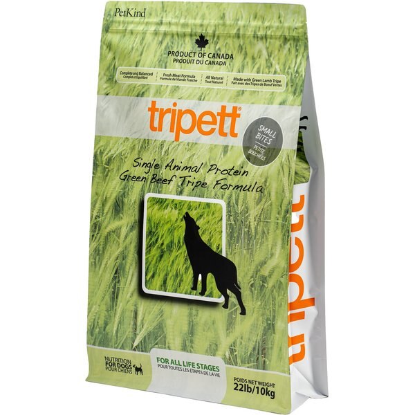 PETKIND Tripett Single Animal Protein Green Beef Tripe Dry Dog Food, 22