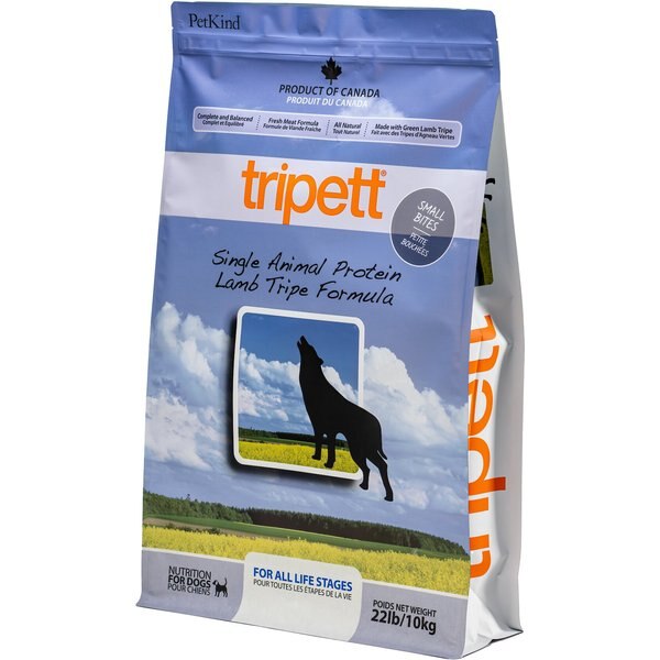 PETKIND Tripett Single Animal Protein Green Beef Tripe Dry Dog Food, 22