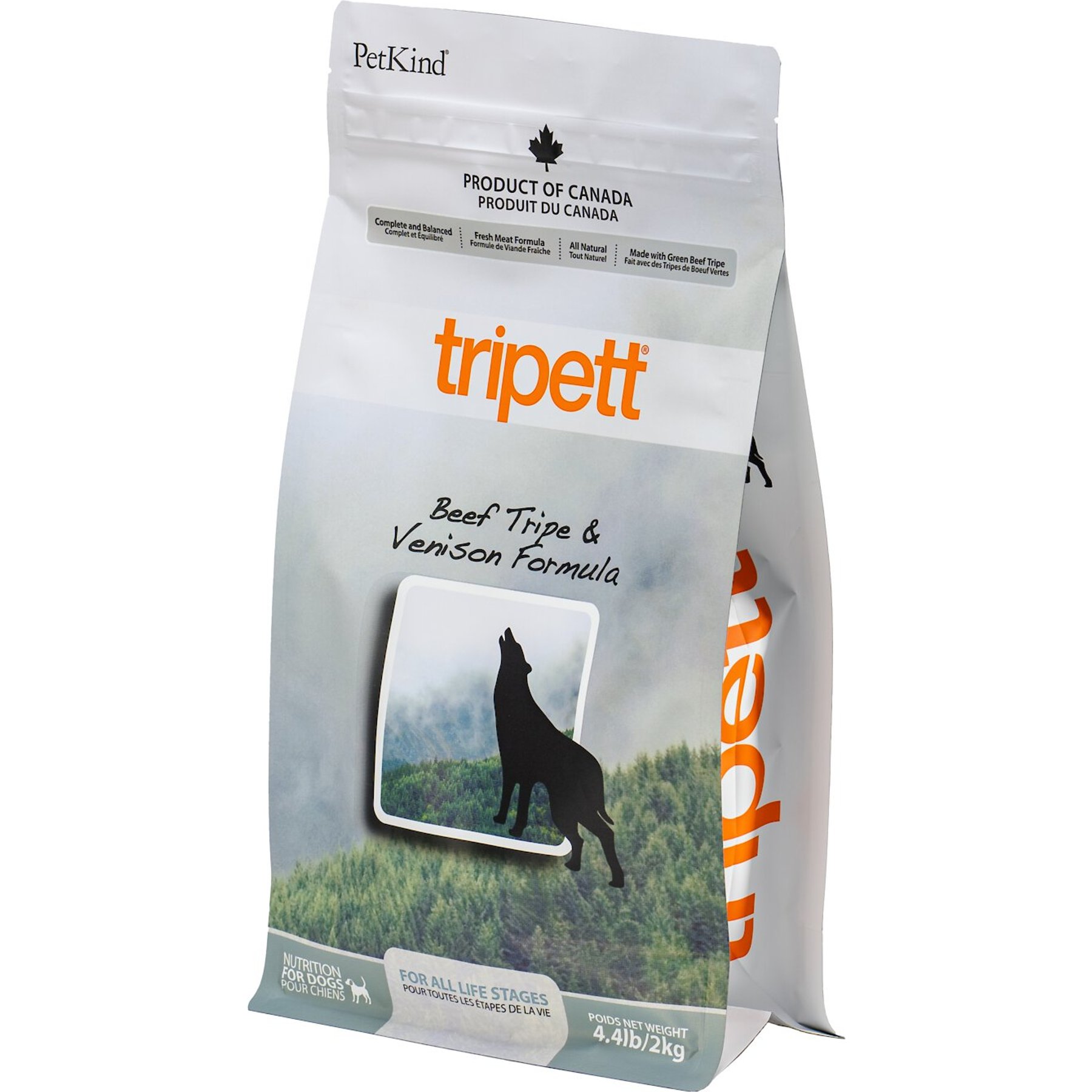 PETKIND Tripett Beef Tripe Venison Dry Dog Food 4.4 lb bag