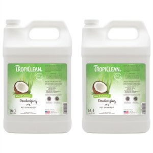 TropiClean Deodorizing Aloe & Coconut Dog & Cat Shampoo, 1-gal bottle, bundle of 2