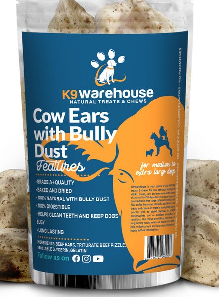 K9warehouse Cow Ears with Bully Sticks Dog Chew Treats, 10 count slide 1 of 9