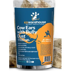 K9warehouse Cow Ears with Bully Sticks Dog Chew Treats, 10 count