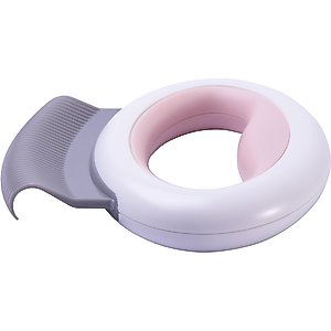 Pet Life Knuckler Handheld Travel Flexible Grooming Dog & Cat Rake Comb, Pink
