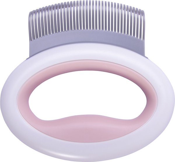 Show full view: Pet Life Knuckler Handheld Travel Flexible Grooming Dog & Cat Rake Comb, Pink slide 2 of 6