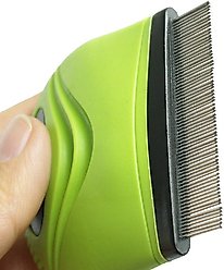 Pet Life Grazer Travel Grooming Cat & Dog Flea & Tick Comb, Green