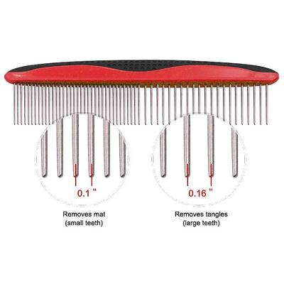 Show full view: Pet Life Grip Ease Wide & Narrow Tooth Grooming Dog & Cat Comb, Red slide 1 of 2