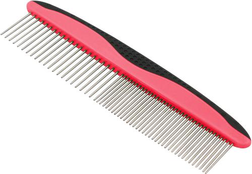 Show full view: Pet Life Grip Ease Wide & Narrow Tooth Grooming Dog & Cat Comb, Red slide 2 of 2
