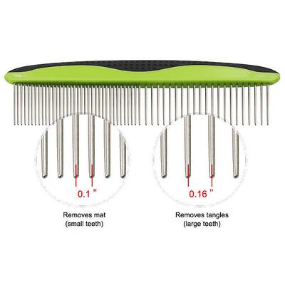 Show full view: Pet Life Grip Ease Wide & Narrow Tooth Grooming Dog & Cat Comb, Green slide 4 of 6