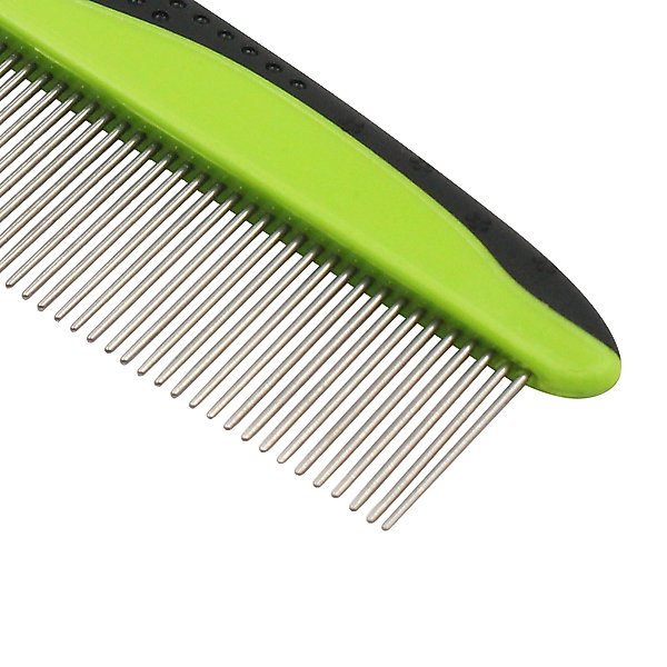 Show full view: Pet Life Grip Ease Wide & Narrow Tooth Grooming Dog & Cat Comb, Green slide 4 of 5