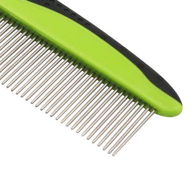 Show full view: Pet Life Grip Ease Wide & Narrow Tooth Grooming Dog & Cat Comb, Green slide 5 of 6