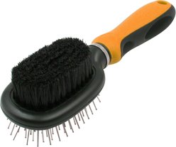 Pet Life Flex Series 2-in-1 Dual-Sided Pin & Bristle Grooming Dog & Cat Brush, Orange