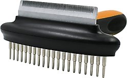 Pet Life Flex Series 2-in-1 Dual-Sided Grooming Undercoat Dog & Cat Rake & Deshedding Tool, Green