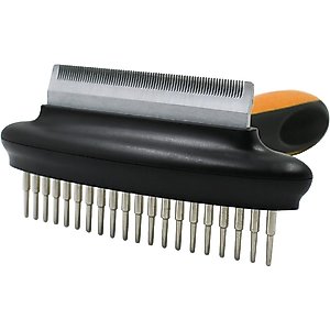 Pet Life Flex Series 2-in-1 Dual-Sided Grooming Undercoat Dog & Cat Rake & Deshedding Tool, Green