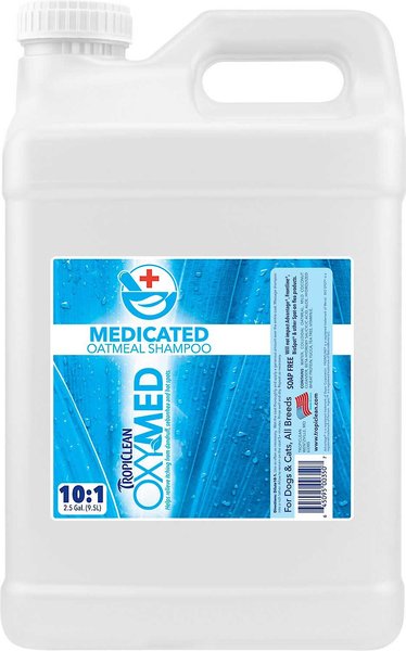 TropiClean OxyMed Medicated Anti-Itch Oatmeal Dog & Cat Shampoo, 2.5-gal bottle, bundle of 2 slide 1 of 3