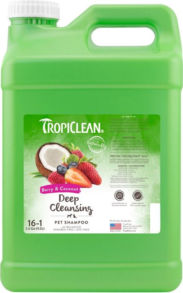 TropiClean Deep Cleaning Berry & Coconut Dog & Cat Shampoo, 2.5-gal bottle, bundle of 2 slide 1 of 9