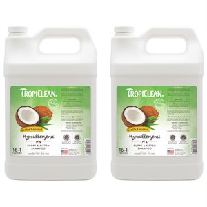 TropiClean Hypo-Allergenic Gentle Coconut Puppy & Kitten Shampoo, 1-gal bottle, bundle of 2