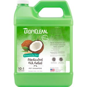 TropiClean Medicated Oatmeal & Tea Tree Dog Shampoo, 1-gal bottle, bundle of 2