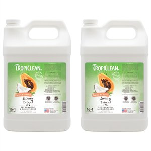 TropiClean Luxury 2 in 1 Papaya & Coconut Pet Shampoo & Conditioner, 1-gal bottle, bundle of 2