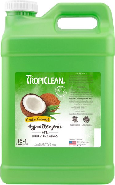 TropiClean Hypo-Allergenic Gentle Coconut Puppy & Kitten Shampoo, 2.5-gal bottle, bundle of 2 slide 1 of 9