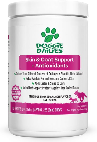 Doggie Dailies Salmon Flavored Skin & Coat Dog Supplements, 225 count slide 1 of 8