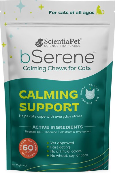 bSerene Salmon Flavored Calming Soft Chew Cat Supplement, 60 count slide 1 of 6