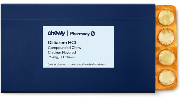 Diltiazem HCl Compounded Chew Chicken Flavored for Dogs, 7.5-mg, 30 Chews slide 1 of 8