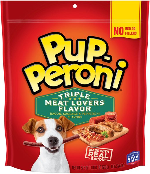 Pup-Peroni Triple Meat Lovers Bacon, Sausage & Pepperoni Flavor Dog Treats, 22.5-oz bag slide 1 of 7