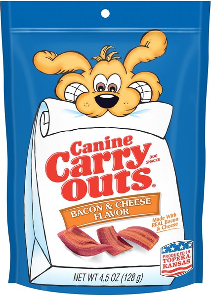 Canine Carry Outs Bacon & Cheese Flavor Dog Treats, 4.5-oz bag slide 1 of 3