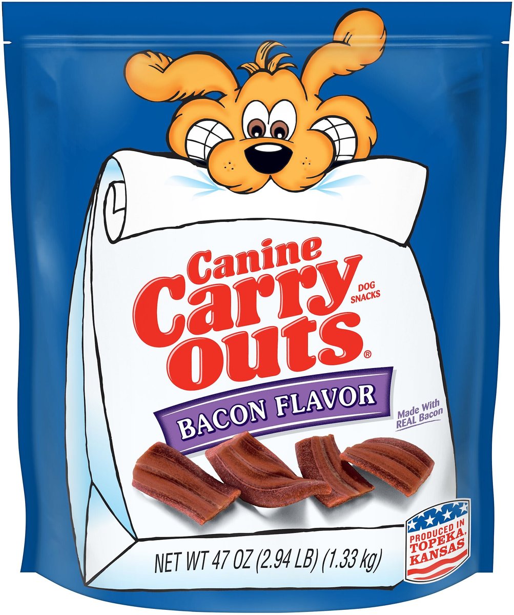 CANINE CARRY OUTS Bacon Flavor Dog Treats, 47oz bag
