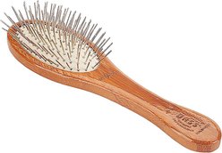 Bass Brushes Style & Detangle Dog & Cat Oval Brush, Bamboo-Dark Finish, Medium, 2 count