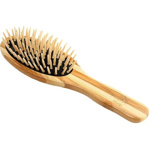 Bass Brushes The Green Dog & Cat Oval Brush, Bamboo-Stiped Finish, Small, Small, 2 count
