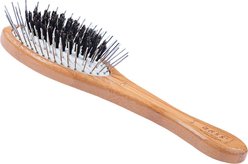 Bass Brushes The Hybrid Pet Groomer Oval Brush, Bamboo-Dark Finish, Large, Small, 2 count