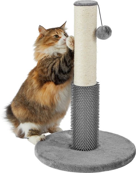 Frisco 21-in Sisal Cat Scratching Post with Toy & Groomer, 2 count, Gray slide 1 of 7