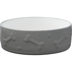 Frisco Bones Non-skid Ceramic Dog & Cat Bowl, Gray, 1.5 Cups, 2 count