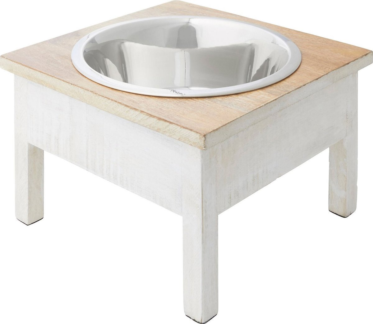 Frisco Wooden Patina Stool Dog Single Bowl Diner