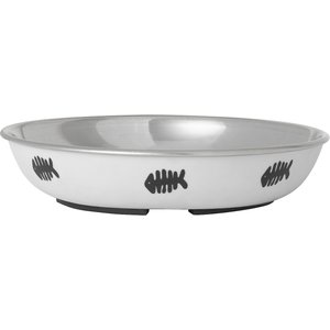 Frisco Heavy Duty Non-Skid Saucer Cat Bowl,  Gray Fish, 2 count
