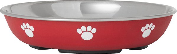 Frisco Heavy Duty Non-Skid Saucer Cat Bowl, Red Paw, 2 count slide 1 of 7