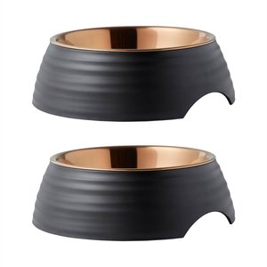 Frisco Matte Black Design Light Copper Stainless Steel Dog & Cat Bowl, 1.75 Cups, 2 count