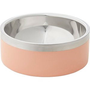 Frisco Two-Toned Double Wall Insulated Dog & Cat Bowl, 4-Cup, 2 count, Peach