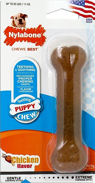 Nylabone Puppy Chew Chicken Flavored Puppy Chew Toy, Small, bundle of 2 slide 1 of 12