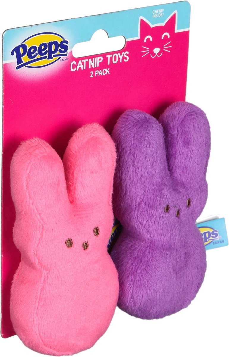 PEEPS Bunnies Plush Catnip Cat Toy, 2 count