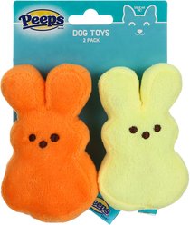 Peeps Plain Bunnies Plush Squeaker Dog Toy, 2 count