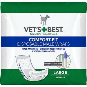 Vet's Best Comfort-Fit Disposable Male Dog Wraps, Large: 23.5 to 31.5-in waist, 60 count
