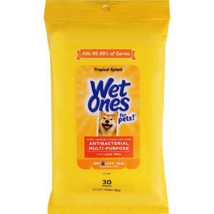 Wet Ones Anti Bacterial Multi-Purpose Tropical Splash Scent Dog Wipes, 60 count