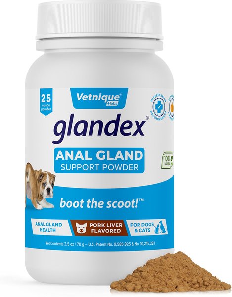 Vetnique Labs Glandex Anal Gland & Probiotic Pork Liver Flavored Pumpkin Fiber & Digestive Powder Supplement for Dogs & Cats, 2.5-oz bottle slide 1 of 9