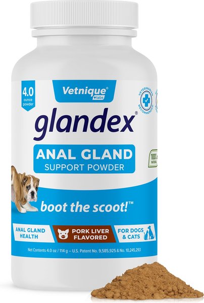 Vetnique Labs Glandex Anal Gland & Probiotic Pork Liver Flavored Pumpkin Fiber & Digestive Powder Supplement for Dogs & Cats, 4.0-oz bottle slide 1 of 10
