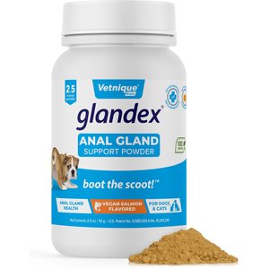 Vetnique Labs Glandex Anal Gland & Probiotic Salmon Flavored Pumpkin Fiber & Digestive Vegan Powder Supplement for Dogs & Cats, 2.5-oz bottle