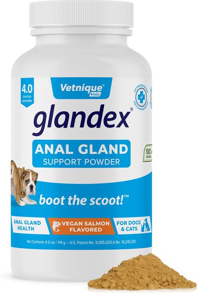 Vetnique Labs Glandex Anal Gland & Probiotic Salmon Flavored Pumpkin Fiber & Digestive Vegan Powder Supplement for Dogs & Cats, 4.0-oz bottle slide 1 of 9