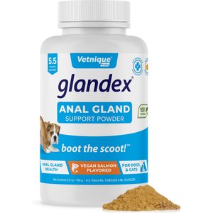 Vetnique Labs Glandex Anal Gland & Probiotic Salmon Flavored Pumpkin Fiber & Digestive Vegan Powder Supplement for Dogs & Cats, 5.5-oz bottle