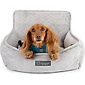 Nandog Quilted Micro-Plush Dog Car Seat Bed, Light Gray, Small